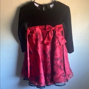 Black and Red Floral Dress with Bow